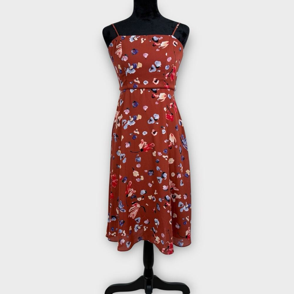 Hutch Declan Fit and Flare Dress Size 2 Floral Rust Brown Summer Cottage - READ